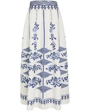 Emporio Sirenuse Camille Embroidery Midi Skirt - White
