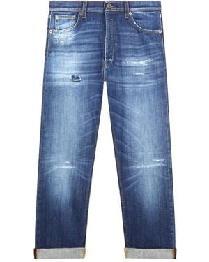 Dondup Jean Cinq Poches À Effet Usé - Bleu