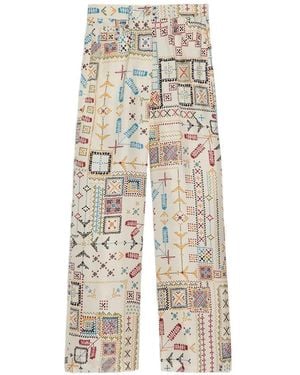Momoní Printed Straight Trousers - White