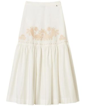 Twinset Jupe Fleurs Brod�Es - White