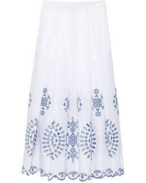 Eleventy Falda bordada con dobladillo festoneado - Blanco