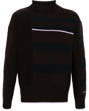 Lanvin Striped Mock-Neck Sweater - Black