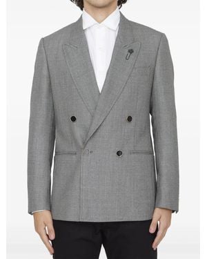 Lardini Double-Breasted Wool Jacket - Grey