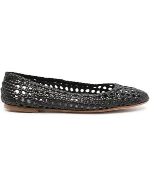 Fabio Rusconi Woven Leather Flats - Black