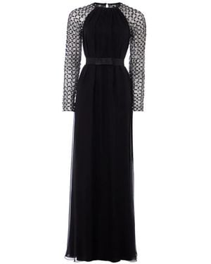 Temperley London Angelli Lattice-Sleeve Maxi Dress - Black