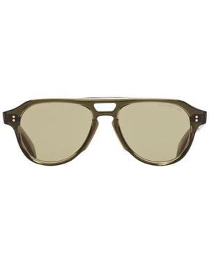 Cutler and Gross Double-Bridge Pilot-Frame Sunglasses - Green