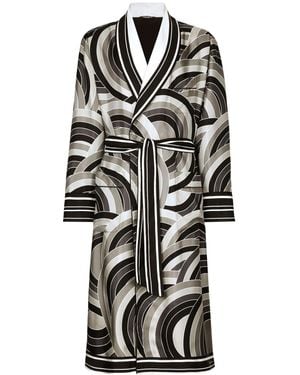 Dolce & Gabbana Printed Silk Twill Robe - Black