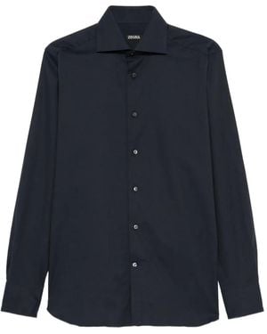 ZEGNA Long-Sleeve Button-Down Shirt - Blue