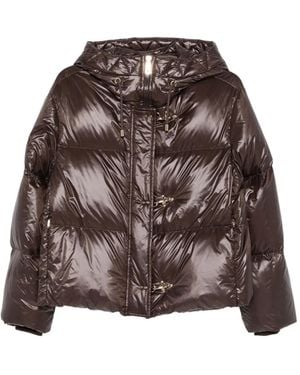 Fay Hooded Toggle-Fastening Jacket - Brown