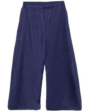 Pleats Please Issey Miyake Pantalon Court À Effet Plissé - Bleu