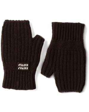 miu-miu-marron-Mitaines-A-Logo