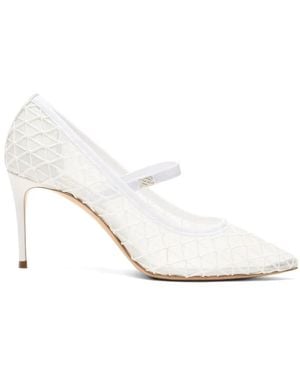 Casadei Julia Mesh-Upper Heeled Court Shoes - White