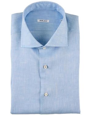 Fray Spread-Collar Button-Up Shirt - Blue