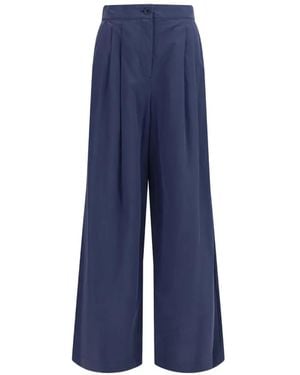 Weekend by Maxmara Pleated Wide-Leg Trousers - Blue