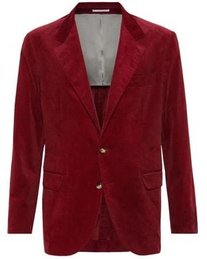 Brunello Cucinelli Sea Island Cotton-Corduroy Deconstructed Blazer - Red