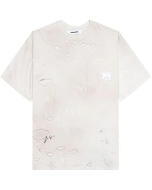 Neighborhood Distressed-Print Pocket T-Shirt - White