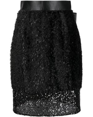 Undercover Layered Faux-Fur Pencil Skirt - Black