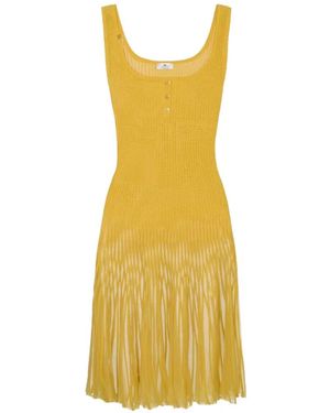Elisabetta Franchi Button Plissé Dress - Yellow