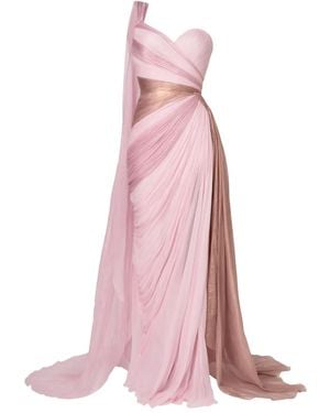 IRIS SERBAN Alexa Draped One-Shoulder Gown - Pink