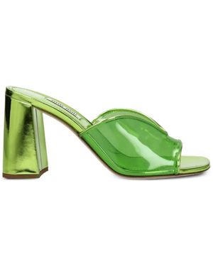 Miu Miu Transparent Leather Heeled Sandals - Green