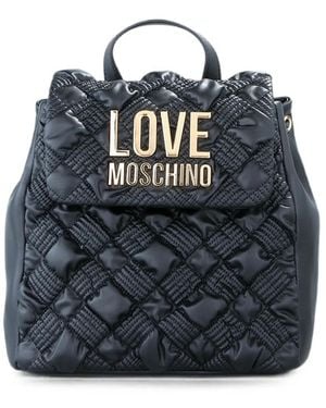 Love Moschino Quilted Logo-Plaque Backpack - Blue
