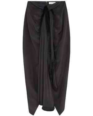 16Arlington Tanaro Fringed-Trim Midi Skirt - Black