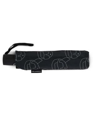 KARL LAGERFELD Logo-Print Compact Umbrella - White