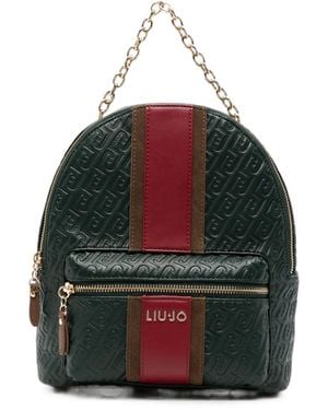 Liu Jo Monogram-Embossed Stripe-Detail Backpack - Multicolour