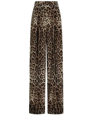Dolce & Gabbana Wollen Broek Met Luipaard-Print - Naturel