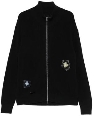 Song For The Mute Floral-Patch Zip-Up Cardigan - Black