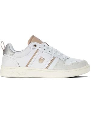 K-swiss Baskets Lacées À Plaque Logo - White