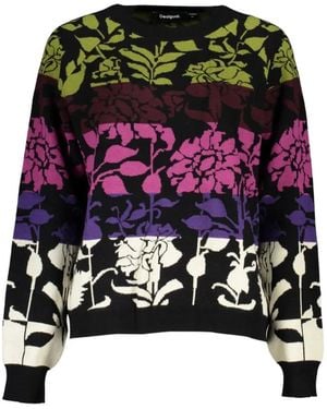 Desigual Langarmpullover Mit Blumen-Intarsie - Schwarz