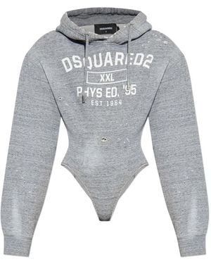 DSquared² Body Con Capucha Y Detalle Envejecido - Gris