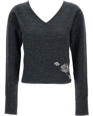 Erdem Verzierter Pullover Mit V-Ausschnitt - Blau
