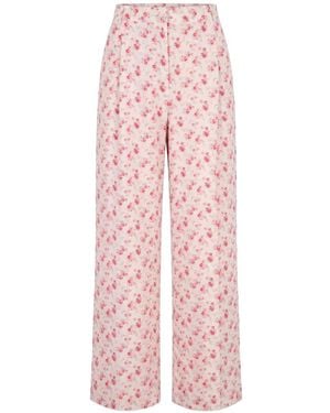 Kristina Ti Floral-Print Wide-Leg Trousers - Pink