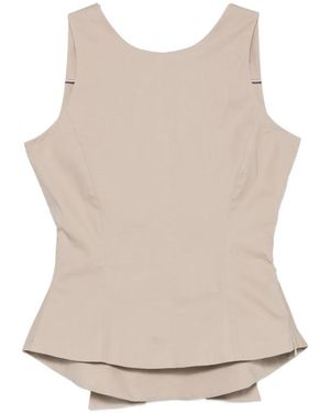 MOUTAKI Bow-Detail Peplum Blouse - Natural