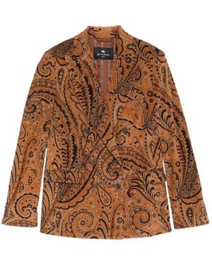 Etro Paisley-Print Double-Breasted Blazer - Brown