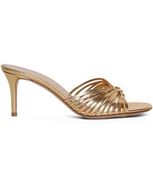 Gianvito Rossi Leather-trimmed knotted mules - Neutro