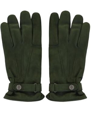 Moorer Button-Strap Pintuck-Detail Gloves - Green