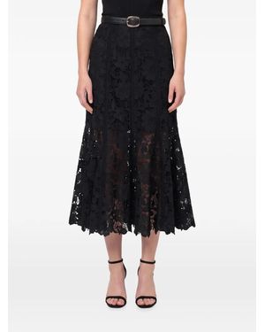 Self-Portrait Lace Midi Skirt - Black