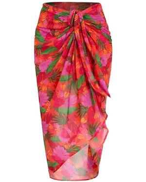 Banana Moon Falda Lenai Alameatul con motivo floral - Rojo