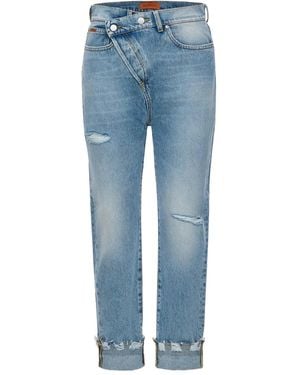 No44 Crossover Distressed Jeans - Blue