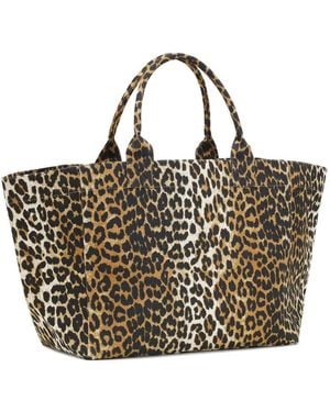 Ganni Leopard-print Tote Bag - Natural