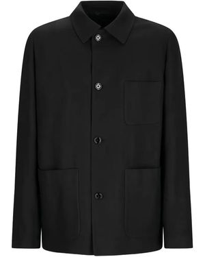 Lardini Patch-Pocket Shirt Jacket - Black