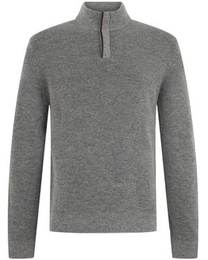 Slowear Ribbed-Knit Half-Zip Jumper - Grey