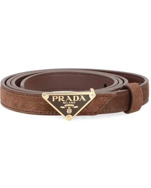 Prada バックル レザーベルト - ブラウン