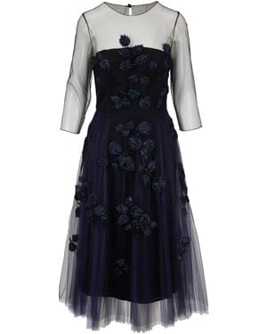 Carolina Herrera デコラティブ チュールドレス - ブルー