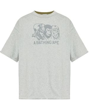A Bathing Ape Double Face Cotton T-Shirt - Grey