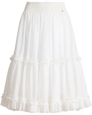 Balmain Long Gathered Skirt - White