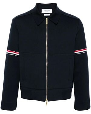 Thom Browne Giacca Con Banda Rwb - Blu